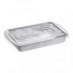Durable Packaging 9664-PT-25 Smoothwall Black Diamond and Gold Extra Large Foil Entree / Take-Out Pan with Dome Lid 108 oz. - 25/Case Durable Packaging 9664-PT-25 Smoothwall Black Diamond and Gold Extra Large Foil Entree / Take-Out Pan with Dome Lid 108 oz. - 25/Case