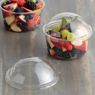 Choice Ultra-Clear PET Plastic Round Deli Container Dome Lid - 500/Case