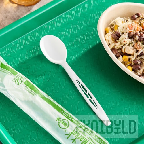 Stalk Market Wrapped Heavy Weight White CPLA Spoon 6 1/2