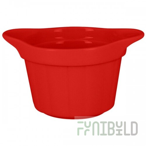RAK Porcelain Chef's Fusion 7 oz. Ember Red Porcelain Ramekin with Grooves - 12/Case