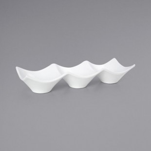 Front of the House Origami 6 oz. Bright White 3-Compartment Porcelain Ramekin - 6/Case Front of the House Origami 6 oz. Bright White 3-Compartment Porcelain Ramekin - 6/Case