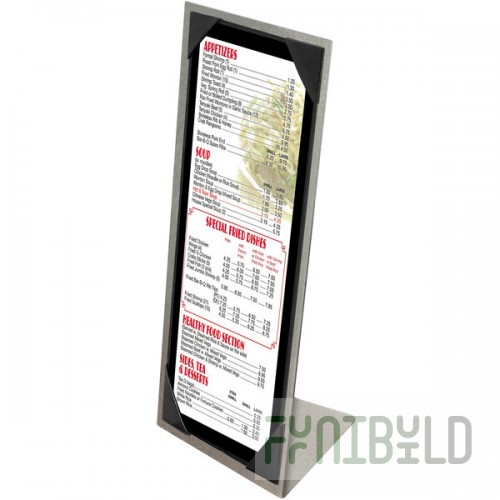 Menu Solutions MTPIX-414 Alumitique Aluminum Menu Tent with Picture Corners - Brushed Finish - 4 1/4
