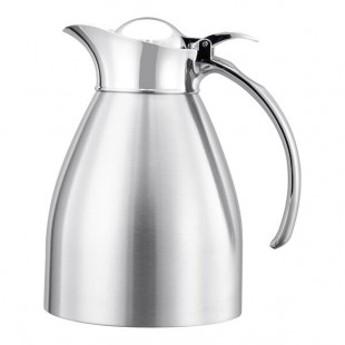 Service Ideas Marquette 20 oz. Brushed Stainless Steel Insulated Carafe / Server with Flip-Top Lid MAR06BS