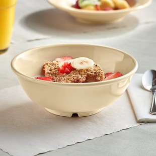 Acopa Foundations 32 oz. Tan Narrow Rim Melamine Salad Bowl - 12/Pack