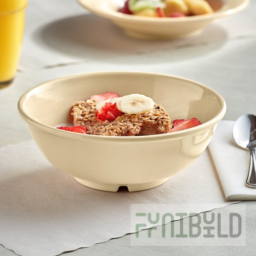 Acopa Foundations 32 oz. Tan Narrow Rim Melamine Salad Bowl - 12/Pack