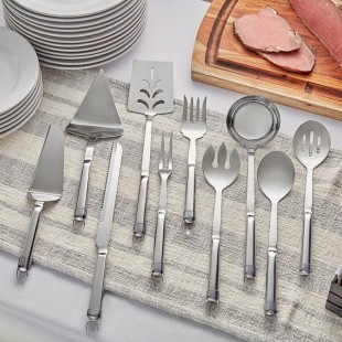 Choice 10-Piece Hollow Stainless Steel Handle Buffet Serving Utensils Set