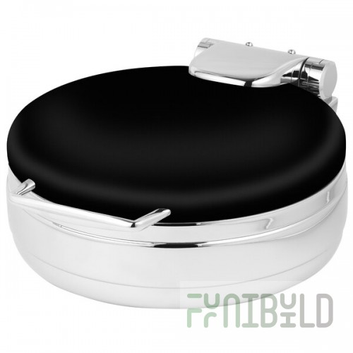 Eastern Tabletop 3999MB Jazz Rock 4 Qt. Round Black Coated Stainless Steel Induction Chafer with Hinged Dome Cover