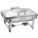Eastern Tabletop 3915GS 8 Qt. Stainless Steel Rectangular Induction / Traditional Chafer with Stand and Hinged Glass Dome Cover