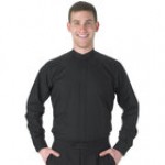 Henry Segal Men's Customizable Black Long Sleeve Band Collar Dress Shirt - L Henry Segal Men's Customizable Black Long Sleeve Band Collar Dress Shirt - L