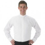 Henry Segal Men's Customizable Black Long Sleeve Band Collar Dress Shirt - L Henry Segal Men's Customizable Black Long Sleeve Band Collar Dress Shirt - L
