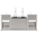 San Jamar P9724 Dual Pump Condiment System with 4-Compartment Two Tier Stainless Steel Condiment Holder San Jamar P9724 Dual Pump Condiment System with 4-Compartment Two Tier Stainless Steel Condiment Holder