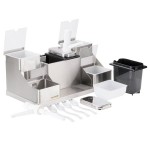 San Jamar P9724 Dual Pump Condiment System with 4-Compartment Two Tier Stainless Steel Condiment Holder San Jamar P9724 Dual Pump Condiment System with 4-Compartment Two Tier Stainless Steel Condiment Holder