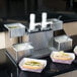 San Jamar P9724 Dual Pump Condiment System with 4-Compartment Two Tier Stainless Steel Condiment Holder San Jamar P9724 Dual Pump Condiment System with 4-Compartment Two Tier Stainless Steel Condiment Holder