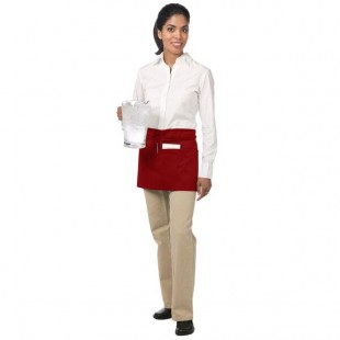 Chef Revival Red Poly-Cotton Customizable Waist Apron with 3 Pockets - 12