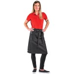 Mercer Culinary M63204BKD Metro Edge Wyatt Black Cotton Denim Bistro Apron with Black Leather Details, Towel Holder, and 3 Pockets - 25 1/2 Mercer Culinary M63204BKD Metro Edge Wyatt Black Cotton Denim Bistro Apron with Black Leather Details, Towel Holder, and 3 Pockets - 25 1/2