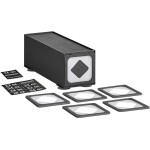 KleanTake by ServSense Black Countertop Slim Cup Dispenser Cabinet with 6 Fast-Changing Gaskets - 1 Slot