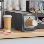 KleanTake by ServSense Black Countertop Slim Cup Dispenser Cabinet with 6 Fast-Changing Gaskets - 1 Slot