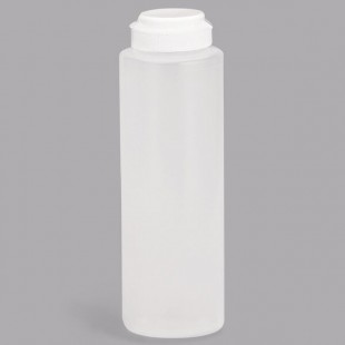 TableCraft 2108C-1 8 oz. Clear Hinge Top Squeeze Bottle with 38 mm Opening - 12/Pack