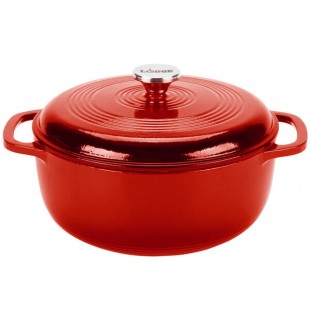 Lodge EC6D43 6 Qt. Island Spice Red Enameled Cast Iron Dutch Oven Lodge EC6D43 6 Qt. Island Spice Red Enameled Cast Iron Dutch Oven