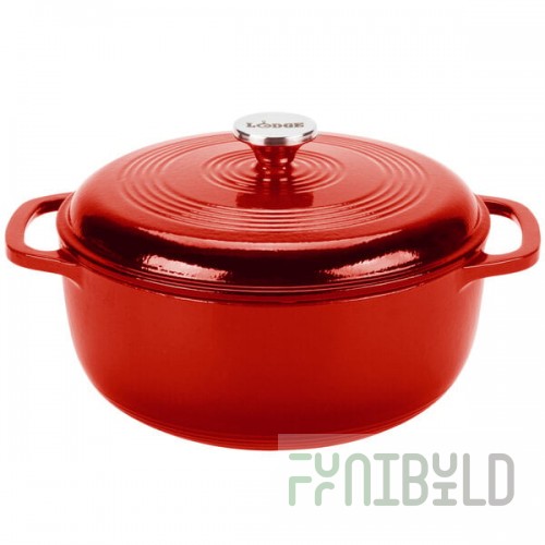 Lodge EC6D43 6 Qt. Island Spice Red Enameled Cast Iron Dutch Oven