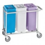 Baker's Lane 30 Gallon / 480 Cup Mobile Triple Ingredient Bin - Yellow / Blue / Purple Baker's Lane 30 Gallon / 480 Cup Mobile Triple Ingredient Bin - Yellow / Blue / Purple