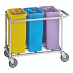 Baker's Lane 30 Gallon / 480 Cup Mobile Triple Ingredient Bin - Yellow / Blue / Purple Baker's Lane 30 Gallon / 480 Cup Mobile Triple Ingredient Bin - Yellow / Blue / Purple