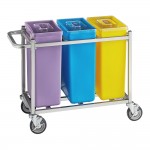 Baker's Lane 30 Gallon / 480 Cup Mobile Triple Ingredient Bin - Yellow / Blue / Purple Baker's Lane 30 Gallon / 480 Cup Mobile Triple Ingredient Bin - Yellow / Blue / Purple