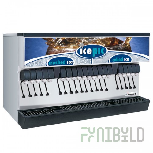 Servend 2706124 MDH-402 20 Valve Sanitary Lever Countertop Ice/Beverage Dispenser with Icepic, 400 lb. Ice Storage, and Internal Carbonator