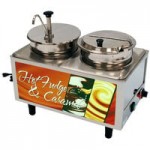 Benchmark USA 51074H Dual 7 Qt. Hot Fudge and Caramel Warmer with Pumps - 120V, 1200W