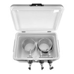 Coldbreak JOCK-3TF-SS54 Stainless Steel 3 Faucet 54 Qt. Insulated Jockey Box with Front Inputs and 50 ft. Coils