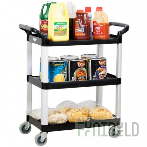 Vollrath 97006 Black Multi-Purpose Utility Cart with Three Shelves
