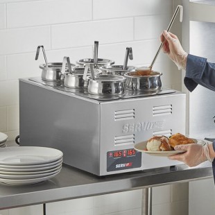 ServIt 6 Well 2.5 Qt. Countertop Food Warmer with Digital Controls, 6 Insets, 6 Covers, and 6 Ladles - 120V, 1500W