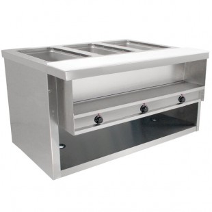 Advance Tabco HDSW-3-240-BS Stainless Steel Heavy-Duty Three Pan Electric Sealed Table with Enclosed Base - 208/240V