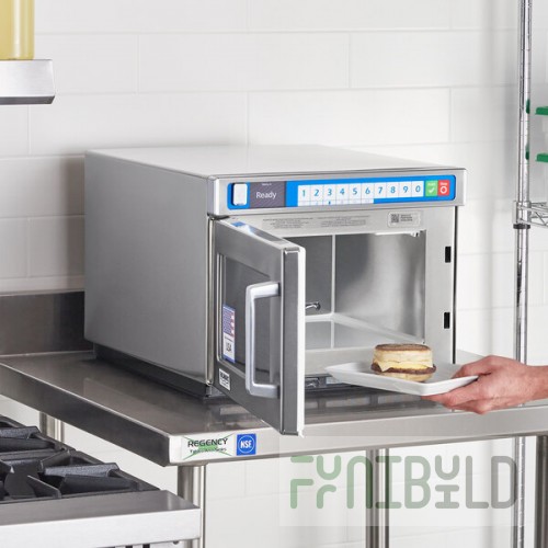 Solwave Ameri-Series Space Saver Heavy-Duty Stainless Steel Commercial Microwave with Push Button Controls - 208/240V, 2,100W