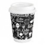 Choice 12 oz. Smooth Double Wall Coffee Break Print Paper Hot Cup and Lid - 100/Case Choice 12 oz. Smooth Double Wall Coffee Break Print Paper Hot Cup and Lid - 100/Case