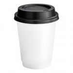 Choice 12 oz. Smooth Double Wall Coffee Break Print Paper Hot Cup and Lid - 100/Case Choice 12 oz. Smooth Double Wall Coffee Break Print Paper Hot Cup and Lid - 100/Case