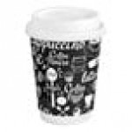 Choice 12 oz. Smooth Double Wall Coffee Break Print Paper Hot Cup and Lid - 100/Case Choice 12 oz. Smooth Double Wall Coffee Break Print Paper Hot Cup and Lid - 100/Case