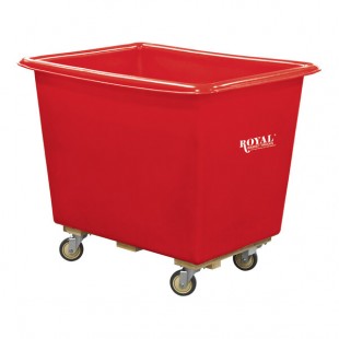 Royal Basket Trucks 10 Cu. Ft. Red Poly Truck with Wood Base and 4 Swivel Casters R08-RDX-PTA-4UNN