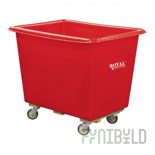 Royal Basket Trucks 10 Cu. Ft. Red Poly Truck with Wood Base and 4 Swivel Casters R08-RDX-PTA-4UNN