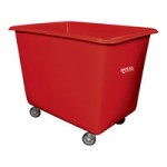 Royal Basket Trucks 10 Cu. Ft. Red Poly Truck with Wood Base and 4 Swivel Casters R08-RDX-PTA-4UNN