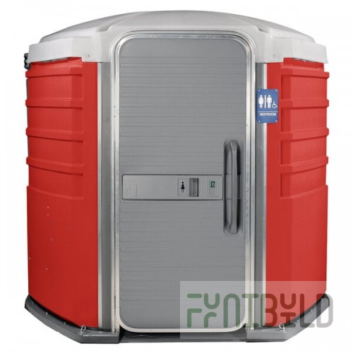 PolyJohn SA1-1013 We'll Care III Red Wheelchair Accessible Portable Restroom - Assembled