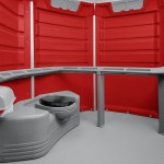 PolyJohn SA1-1013 We'll Care III Red Wheelchair Accessible Portable Restroom - Assembled