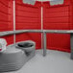 PolyJohn SA1-1013 We'll Care III Red Wheelchair Accessible Portable Restroom - Assembled