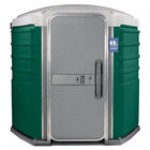 PolyJohn SA1-1013 We'll Care III Red Wheelchair Accessible Portable Restroom - Assembled