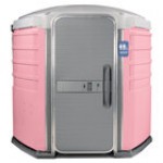 PolyJohn SA1-1013 We'll Care III Red Wheelchair Accessible Portable Restroom - Assembled