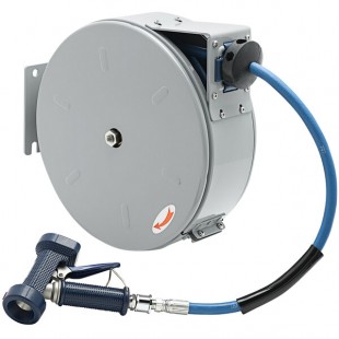 T&S B-7222-C02 30' Enclosed Epoxy Coated Steel Hose Reel with Rear Trigger Water Gun