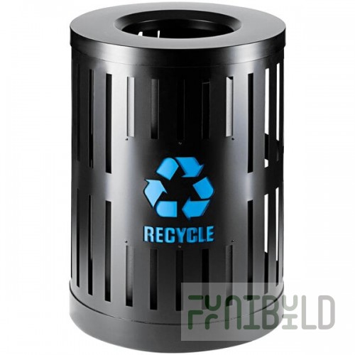 Commercial Zone Parkview Dualcoat 72884499 34 Gallon Black Steel Recycling Bin with Logo