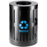 Commercial Zone Parkview Dualcoat 72884499 34 Gallon Black Steel Recycling Bin with Logo Commercial Zone Parkview Dualcoat 72884499 34 Gallon Black Steel Recycling Bin with Logo