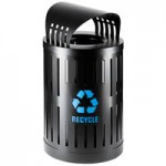 Commercial Zone Parkview Dualcoat 72884499 34 Gallon Black Steel Recycling Bin with Logo Commercial Zone Parkview Dualcoat 72884499 34 Gallon Black Steel Recycling Bin with Logo