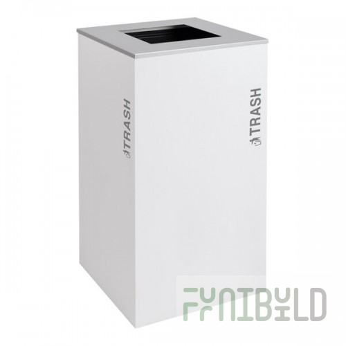 Ex-Cell Kaiser RC-KD36-T BT-WHT Black Tie Kaleidoscope White Gloss 36 Gallon Square Trash Can